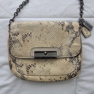 Coach Cream and Brown Snakeskin Crossbody Bag